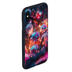 Чехол iPhone XS Max матовый Новогодние шары и фиолетовые блески, цвет: 3D-черный — фото 2