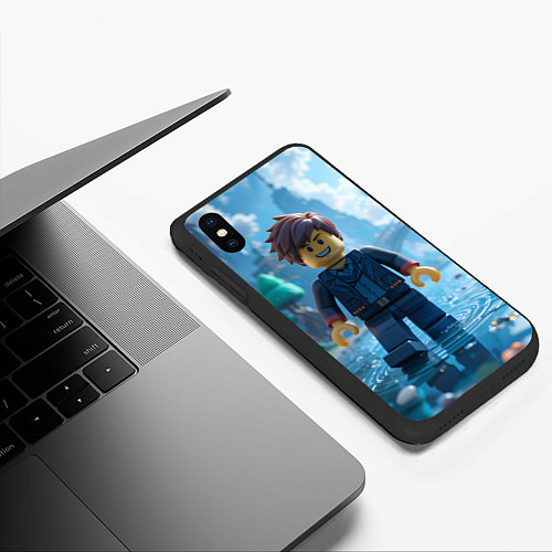 Чехол iPhone XS Max матовый Роблокс человек дождя / 3D-Черный – фото 3