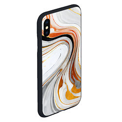 Чехол iPhone XS Max матовый Волнистые чёрно-жёлтые линии на белом фоне, цвет: 3D-черный — фото 2