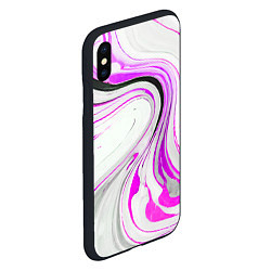 Чехол iPhone XS Max матовый Волнистые чёрно-фиолетовые линии на белом фоне, цвет: 3D-черный — фото 2