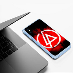 Чехол iPhone XS Max матовый Linkin Park: Red style, цвет: 3D-голубой — фото 2