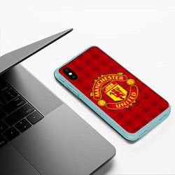 Чехол iPhone XS Max матовый Manchester United, цвет: 3D-мятный — фото 2