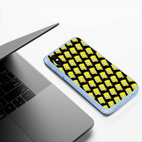 Чехол iPhone XS Max матовый Барт Симпсон: узор / 3D-Голубой – фото 3