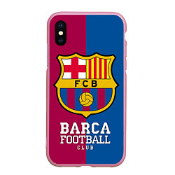 Чехол iPhone XS Max матовый Barca Football, цвет: 3D-розовый