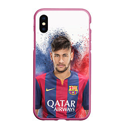 Чехол iPhone XS Max матовый Neymar FCB, цвет: 3D-малиновый