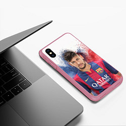 Чехол iPhone XS Max матовый Neymar FCB, цвет: 3D-малиновый — фото 2