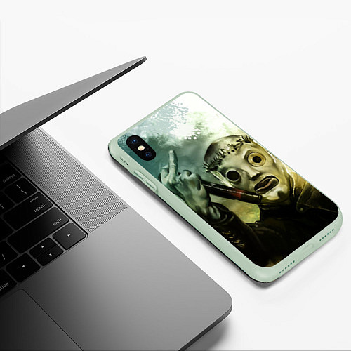 Чехол iPhone XS Max матовый Slipknot / 3D-Салатовый – фото 3