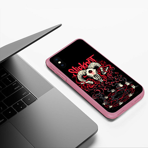 Чехол iPhone XS Max матовый Slipknot / 3D-Малиновый – фото 3