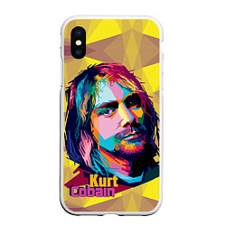 Чехол iPhone XS Max матовый Kurt Cobain: Abstraction, цвет: 3D-белый