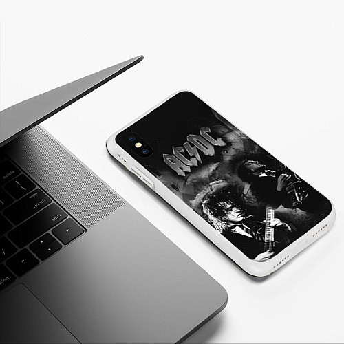 Чехол iPhone XS Max матовый AC/DC / 3D-Белый – фото 3