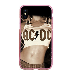 Чехол iPhone XS Max матовый AC/DC Girl, цвет: 3D-розовый