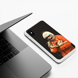 Чехол iPhone XS Max матовый Гагарин с лайкой, цвет: 3D-белый — фото 2