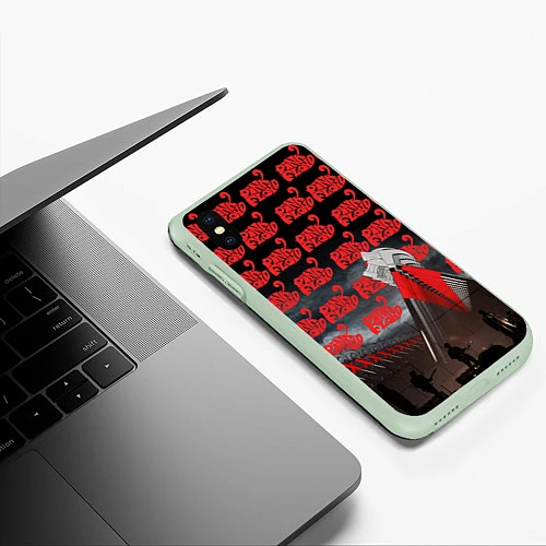 Чехол iPhone XS Max матовый Pink Floyd Pattern / 3D-Салатовый – фото 3