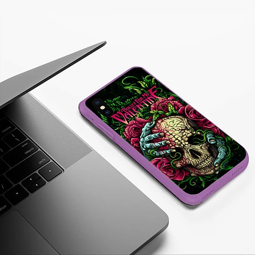 Чехол iPhone XS Max матовый BFMV: Roses Skull / 3D-Фиолетовый – фото 3