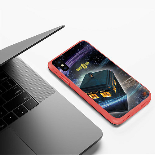 Чехол iPhone XS Max матовый Police Box / 3D-Красный – фото 3