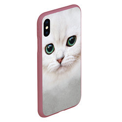 Чехол iPhone XS Max матовый Белый котик, цвет: 3D-малиновый — фото 2