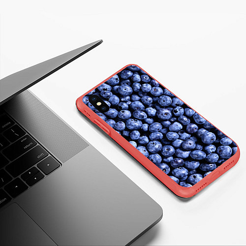 Чехол iPhone XS Max матовый Черника / 3D-Красный – фото 3