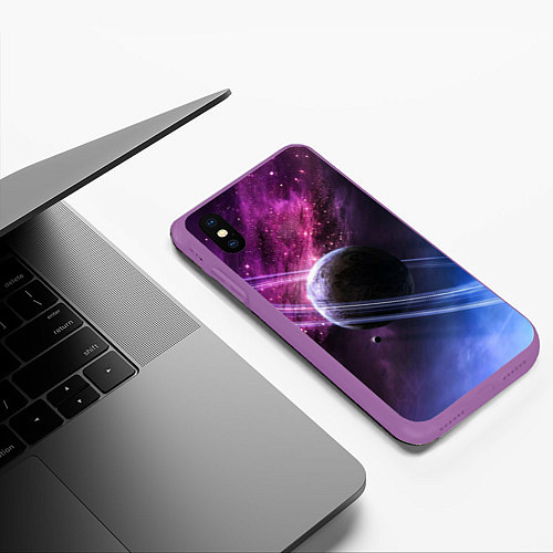 Чехол iPhone XS Max матовый Космос / 3D-Фиолетовый – фото 3
