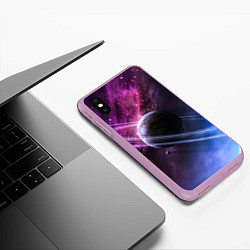 Чехол iPhone XS Max матовый Космос, цвет: 3D-сиреневый — фото 2