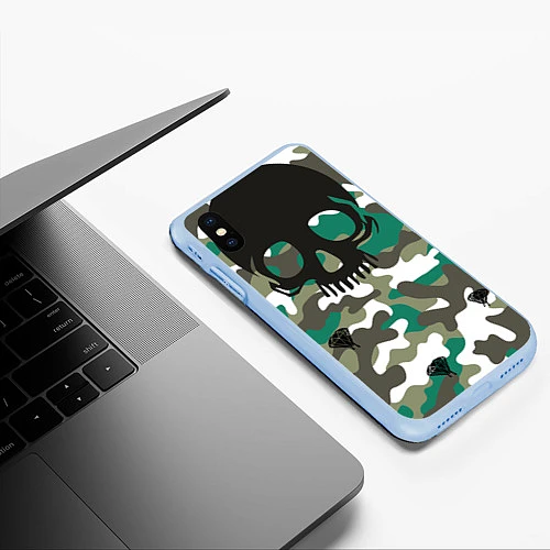 Чехол iPhone XS Max матовый Камуфляж / 3D-Голубой – фото 3
