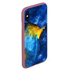 Чехол iPhone XS Max матовый Космический попугай, цвет: 3D-малиновый — фото 2