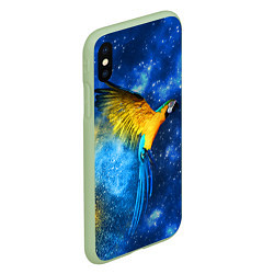 Чехол iPhone XS Max матовый Космический попугай, цвет: 3D-салатовый — фото 2