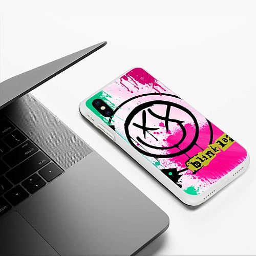 Чехол iPhone XS Max матовый Blink-182: Purple Smile / 3D-Белый – фото 3