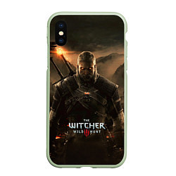 Чехол iPhone XS Max матовый Wild hunt, цвет: 3D-салатовый