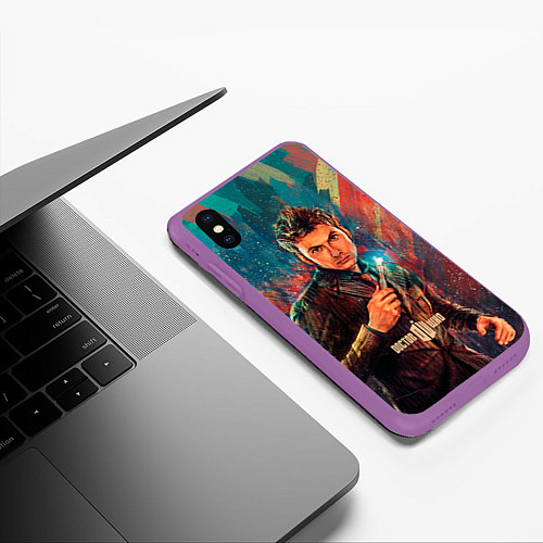 Чехол iPhone XS Max матовый Доктор кто / 3D-Фиолетовый – фото 3