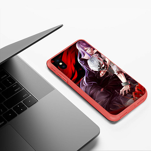 Чехол iPhone XS Max матовый Токийский гуль / 3D-Красный – фото 3