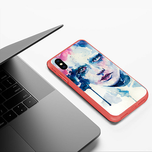Чехол iPhone XS Max матовый Акварель / 3D-Красный – фото 3