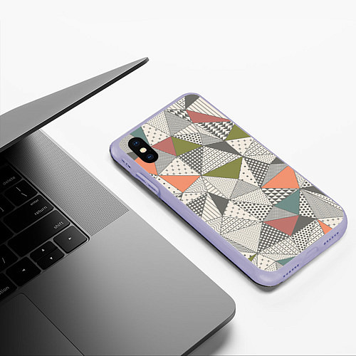 Чехол iPhone XS Max матовый Геометрия / 3D-Светло-сиреневый – фото 3