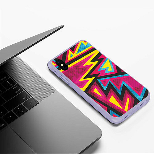 Чехол iPhone XS Max матовый Геометрия / 3D-Светло-сиреневый – фото 3