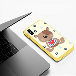 Чехол iPhone XS Max матовый Любовь мишки, цвет: 3D-желтый — фото 2