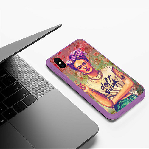 Чехол iPhone XS Max матовый Фрида / 3D-Фиолетовый – фото 3