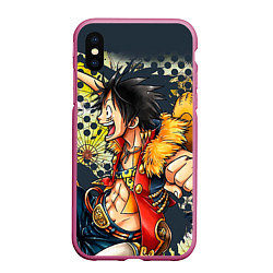 Чехол iPhone XS Max матовый One Piece, цвет: 3D-малиновый