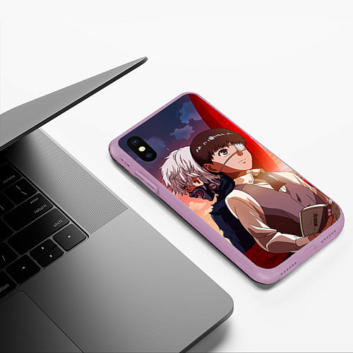 Чехол iPhone XS Max матовый Токийский Гуль / 3D-Сиреневый – фото 3