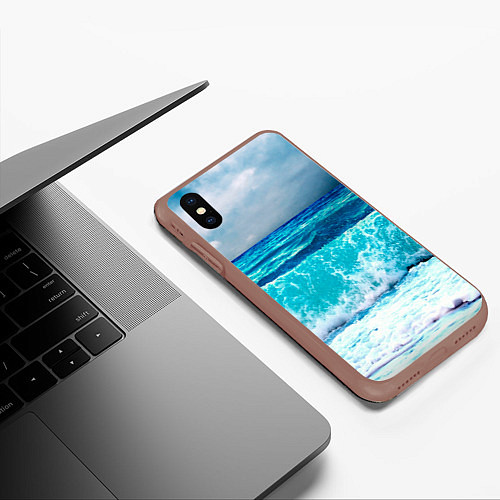 Чехол iPhone XS Max матовый Волны / 3D-Коричневый – фото 3