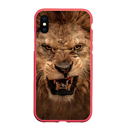 Чехол iPhone XS Max матовый Взгляд льва, цвет: 3D-красный