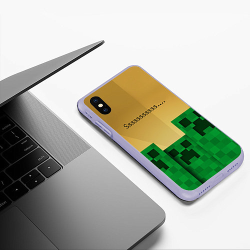 Чехол iPhone XS Max матовый Minecraft Sssss / 3D-Светло-сиреневый – фото 3