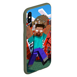 Чехол iPhone XS Max матовый Minecraft Man, цвет: 3D-темно-зеленый — фото 2