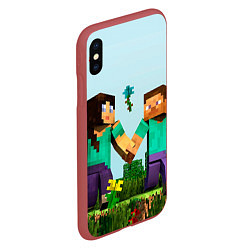 Чехол iPhone XS Max матовый Minecraft Stories, цвет: 3D-красный — фото 2