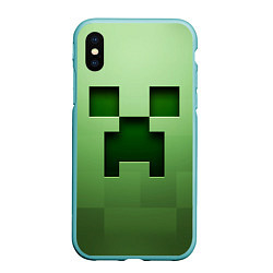 Чехол iPhone XS Max матовый Creeper Face, цвет: 3D-мятный