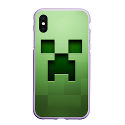 Чехол iPhone XS Max матовый Creeper Face, цвет: 3D-светло-сиреневый