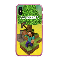 Чехол iPhone XS Max матовый Minecraft Tree, цвет: 3D-малиновый