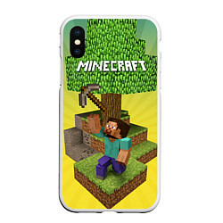 Чехол iPhone XS Max матовый Minecraft Tree, цвет: 3D-белый