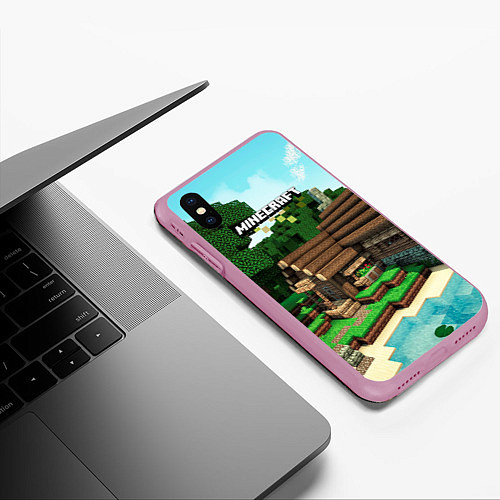 Чехол iPhone XS Max матовый Minecraft House / 3D-Розовый – фото 3