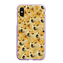 Чехол iPhone XS Max матовый Doge, цвет: 3D-сиреневый