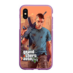 Чехол iPhone XS Max матовый GTA 5: Gangsta, цвет: 3D-фиолетовый