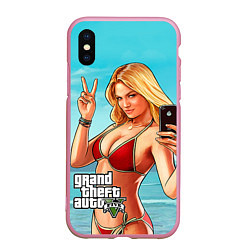 Чехол iPhone XS Max матовый GTA 5: Selfie Girl, цвет: 3D-розовый